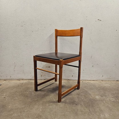 Sedia in legno con seduta imbottita anni '60
