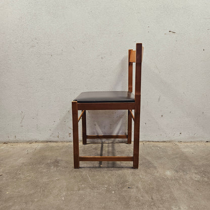Sedia in legno con seduta imbottita anni '60