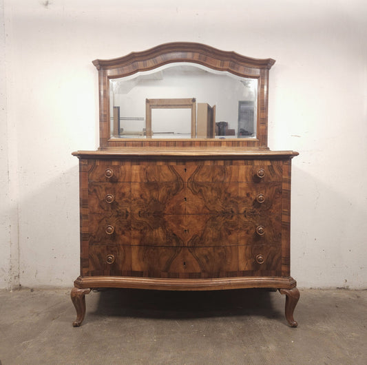 Cassettiera in radica con specchiera