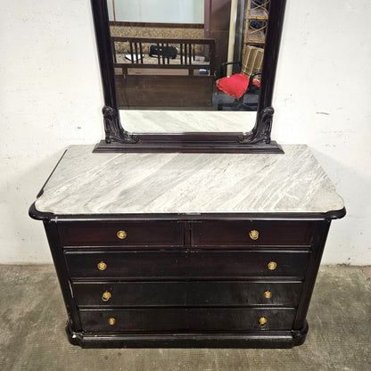 Cassettiera con piano in marmo e specchio