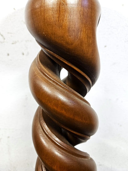 Colonna Portavaso in Legno con Fusto Tortile