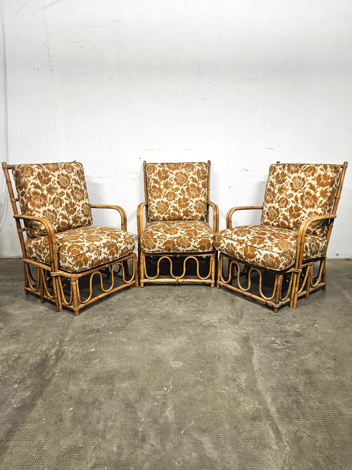 Set di 3 Poltrone Vintage Anni '60 in Bambù | Dal Vera
