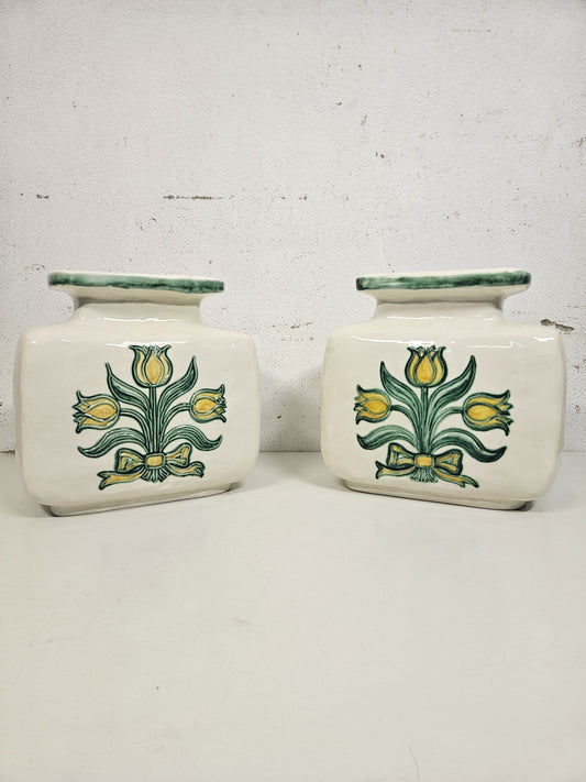 Coppia di Vasi Vintage Anni '70-'80 in Ceramica Thun